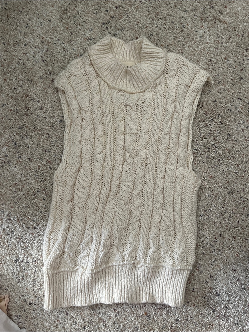 By Together Cream Cable-Knit Sleeveless Turtleneck Sweater Vest